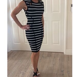 Guess Bodycon Dress - Black/White Stripe Size S